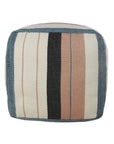 20" White Polyester Striped Indoor Outdoor Pouf Ottoman