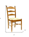 Straw And Brown Wood Ladder Back Dining Side Chair