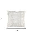 24" X 24" White Zippered Tropical Indoor Outdoor Throw Pillow