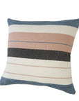 24" X 24" White Zippered Striped Indoor Outdoor Throw Pillow
