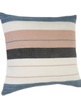 24" X 24" White Zippered Striped Indoor Outdoor Throw Pillow