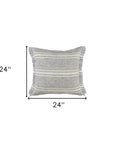 24" X 24" Gray Zippered Geometric Indoor Outdoor Throw Pillow