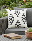 20" X 20" Black Zippered Southwestern Indoor Outdoor Throw Pillow