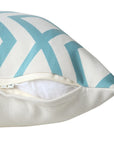 20" Aqua and White Geometric Indoor Outdoor Throw Pillow