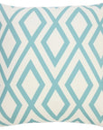 20" Aqua and White Geometric Indoor Outdoor Throw Pillow