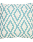 20" Aqua and White Geometric Indoor Outdoor Throw Pillow