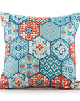 20" X 20" Blue Zippered Patchwork Indoor Outdoor Throw Pillow