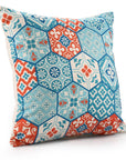 20" X 20" Blue Zippered Patchwork Indoor Outdoor Throw Pillow