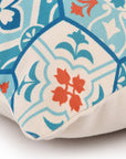 20" X 20" Blue Zippered Patchwork Indoor Outdoor Throw Pillow