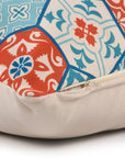 20" X 20" Blue Zippered Patchwork Indoor Outdoor Throw Pillow