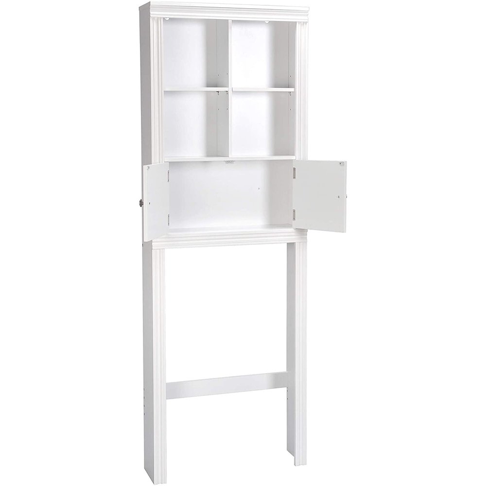 69" White Wood Double Door Over The Toilet Storage