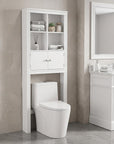 69" White Wood Double Door Over The Toilet Storage