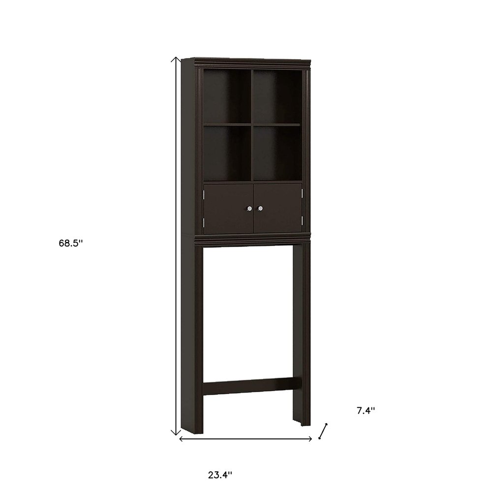 69" White Wood Double Door Over The Toilet Storage