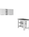 41" Dark Brown and White Wood Kitchen Island Set With Storage