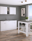 41" Dark Brown and White Wood Kitchen Island Set With Storage