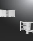 41" Dark Brown and White Wood Kitchen Island Set With Storage