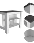 41" Dark Brown and White Wood Kitchen Island Set With Storage