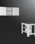 41" Gray and White Wood Kitchen Island Set With Storage