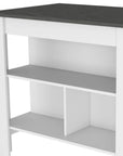 41" Gray and White Wood Kitchen Island Set With Storage
