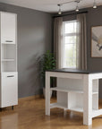 41" Dark Brown and White Wood Kitchen Island Set With Storage