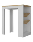 White And Natural 36" Kitchen Island With Storage