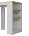 White And Natural 36" Kitchen Island With Storage