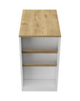 White And Natural 36" Kitchen Island With Storage