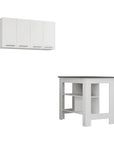 41" Dark Gray and White Wood Kitchen Island Set With Storage