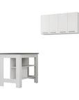 41" Dark Gray and White Wood Kitchen Island Set With Storage