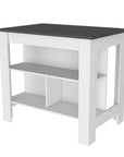 41" Dark Gray and White Wood Kitchen Island Set With Storage