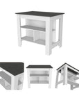 41" Dark Gray and White Wood Kitchen Island Set With Storage
