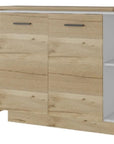 59" Natural White and Brown Wood Kitchen Island Set With Storage