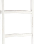 76" White Distressed Solid Wood Four Step Ladder Shelf