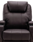 33" Brown Faux Leather Power Heated Massage Lift Assist Recliner