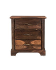 27" Dark Brown Solid Wood Three Drawer Nightstand