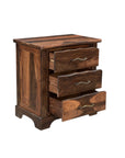 27" Dark Brown Solid Wood Three Drawer Nightstand