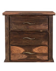 27" Dark Brown Solid Wood Three Drawer Nightstand