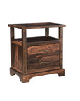 27" Dark Brown Solid Wood Two Drawer Nightstand