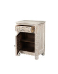 30" White Solid Wood Distressed One Drawer Nightstand
