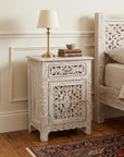 30" White Solid Wood Distressed One Drawer Nightstand