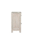 30" Distressed White One Drawer Carved Floral Solid Wood Nightstand