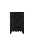 30" Black Solid Wood Distressed One Drawer Nightstand