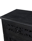 30" Black Solid Wood Distressed One Drawer Nightstand