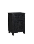 30" Black Solid Wood Distressed One Drawer Nightstand