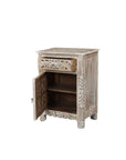 30" Gray Solid Wood Distressed One Drawer Nightstand