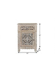 30" Gray Solid Wood Distressed One Drawer Nightstand