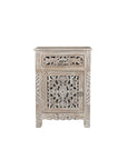 30" Gray Solid Wood Distressed One Drawer Nightstand