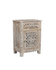 30" Gray Solid Wood Distressed One Drawer Nightstand