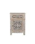 30" Gray Solid Wood Distressed One Drawer Nightstand