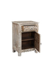 30" Gray Solid Wood Distressed One Drawer Nightstand